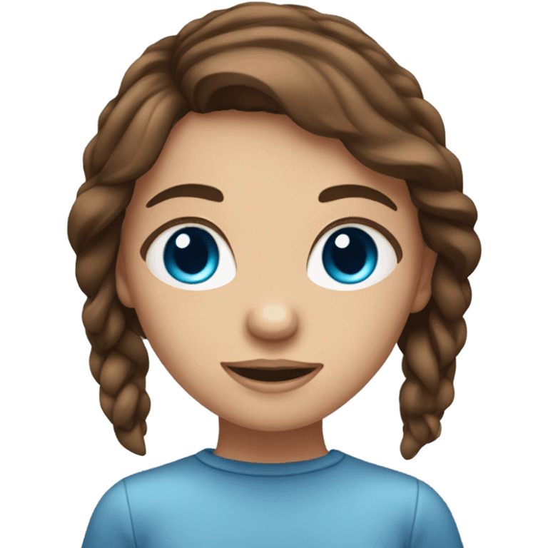 girl with brown hair and blue eze emoji