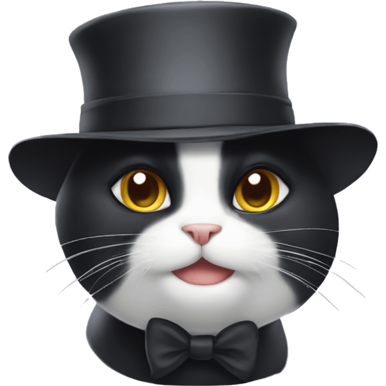 Tuxedo Cat with a hat emoji