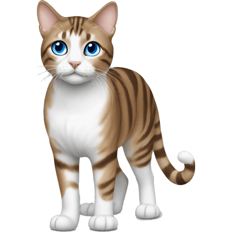 blue-eyed brown white tabby standing emoji