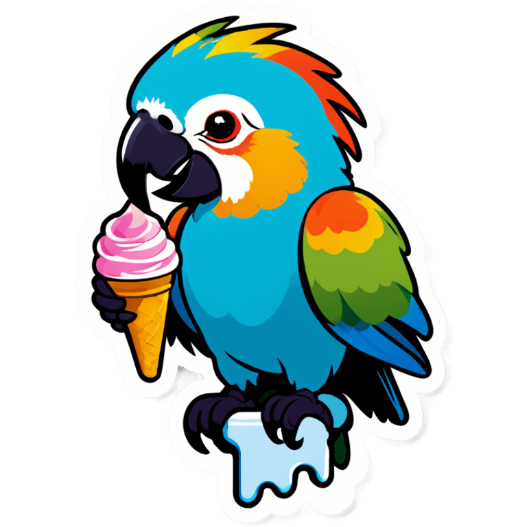 Parrot eating ice cream emoji