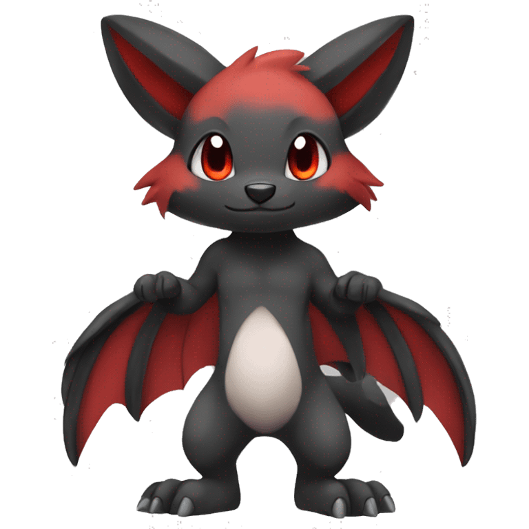 Cute cool black red animal hybrid Fakemon full body emoji