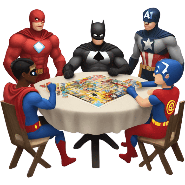 Superheroes playing board games emoji