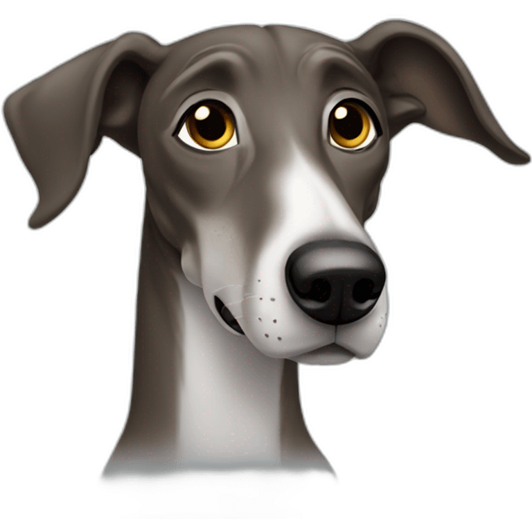 A sad brindle greyhound emoji