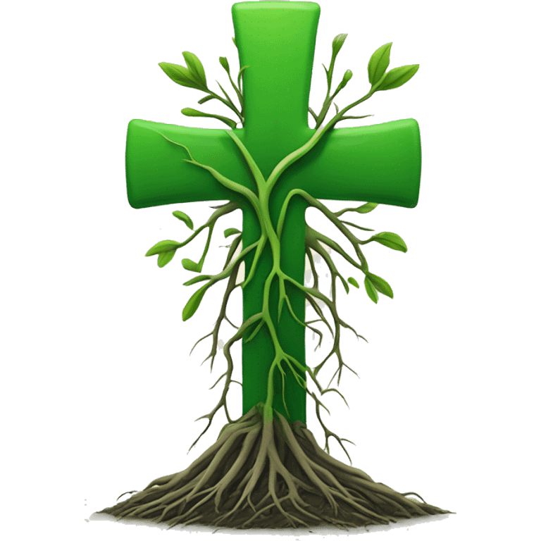 green cross with roots coming out of the bottom emoji