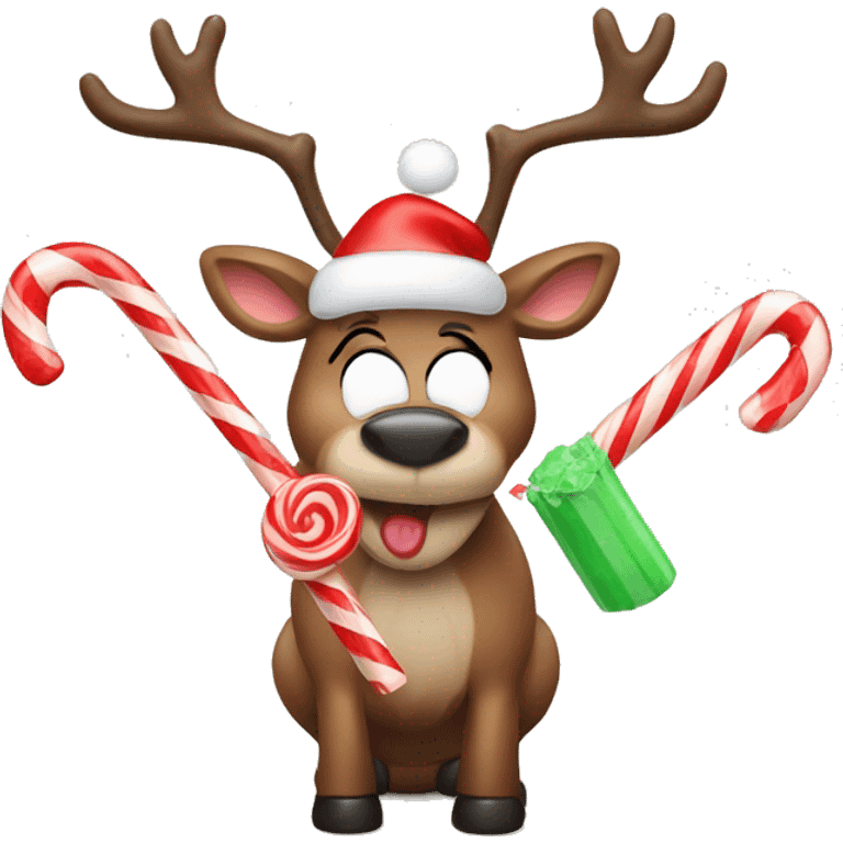 reindeer eating candy cane emoji