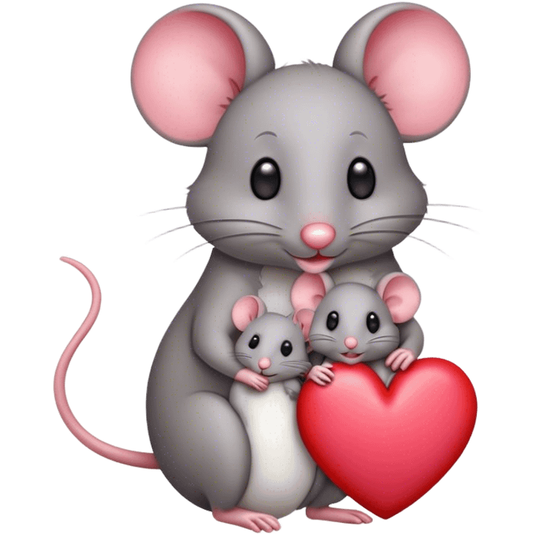 1 big mother mouse and 1 small baby mouse in front of a heart emoji