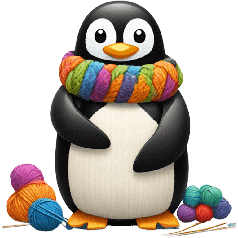 A Penguin knitting emoji