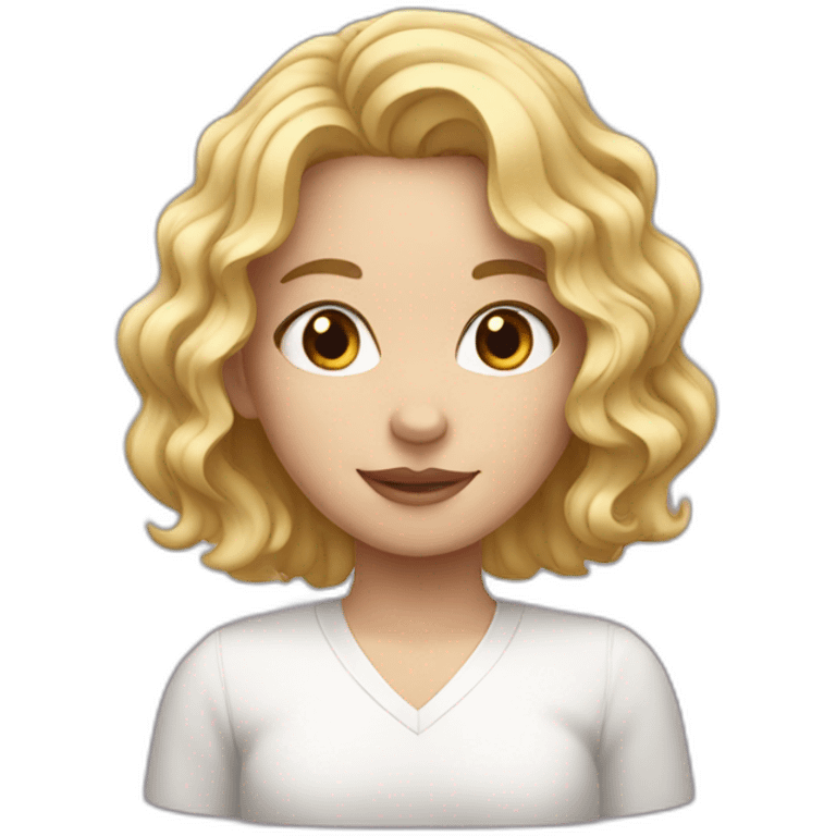 girl with wavy short blond hair, white skinned emoji