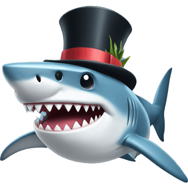 Shark with a top hat emoji