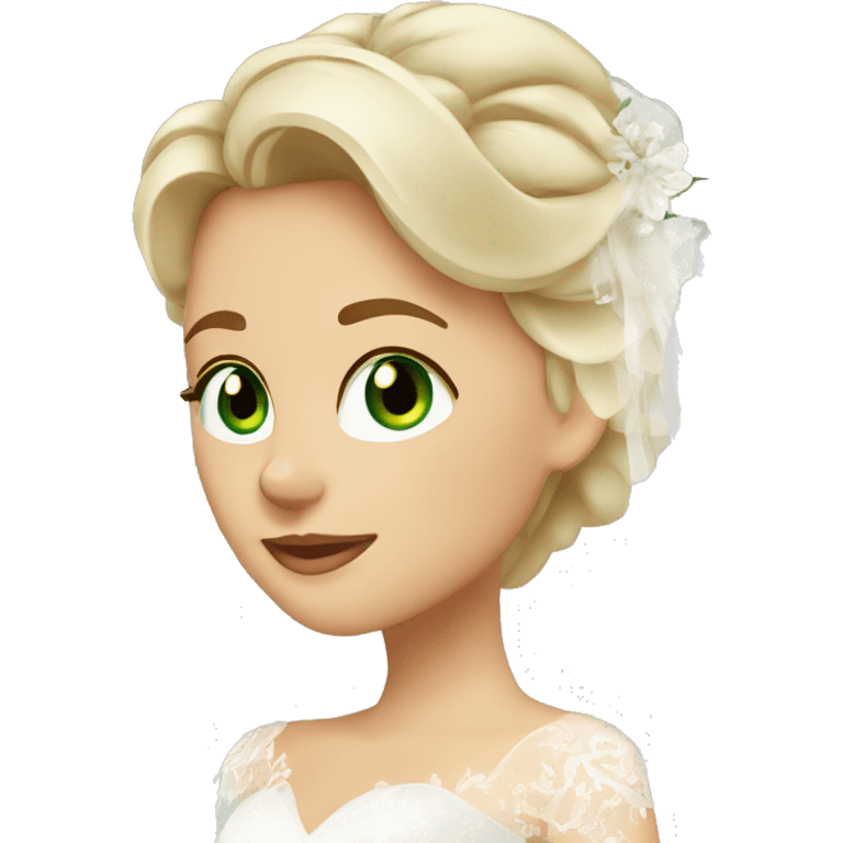 Blonde bride green eyes. Dark Brown hair groom brown eyes Caucasian  emoji