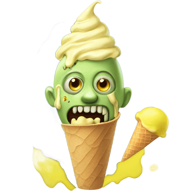 Zombie eating ice cream made of lemons emoji