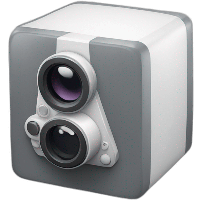 camera blanche et grise dans un cube emoji