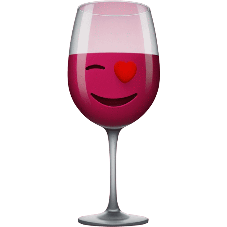 Un vino con una rosa a lado de color rojo y un beso en el baso emoji