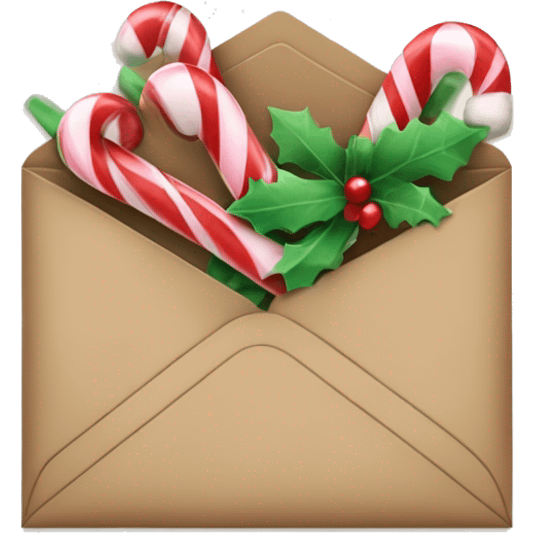 envelope with candy canes and mistletoes emoji