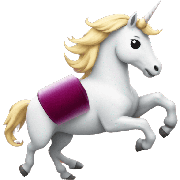 Unicorn running with wine bottle  emoji