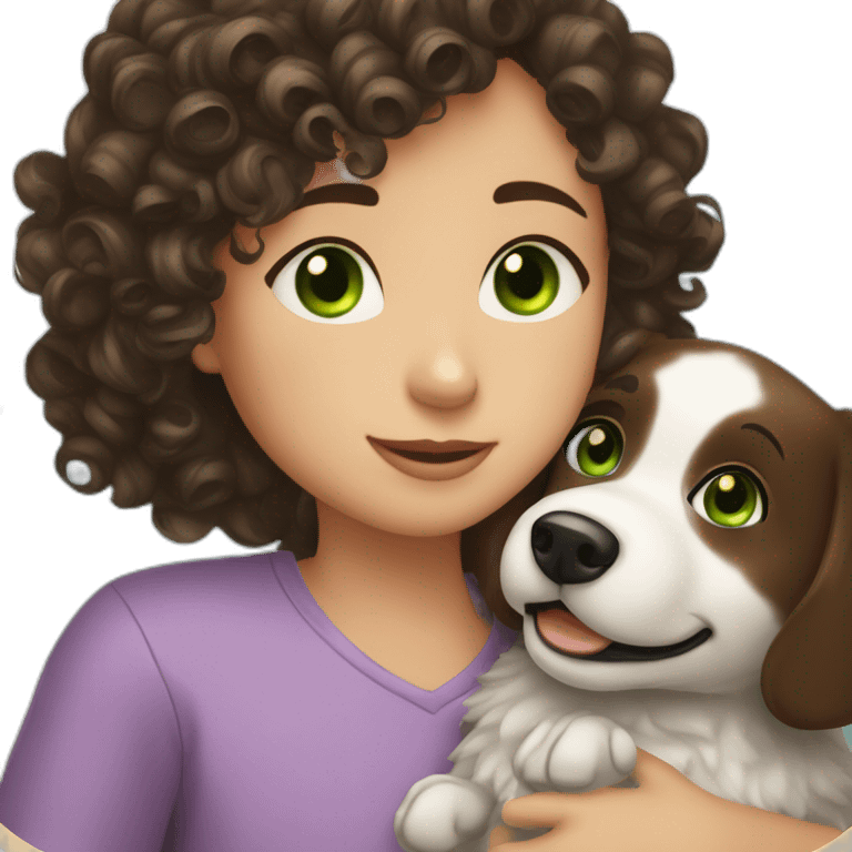 girl-with-brown-eyes-and-brown-hair-and-a-boy-with-short-black-hair-and-green-eyes-hugs-curly-black-and-white-dog emoji