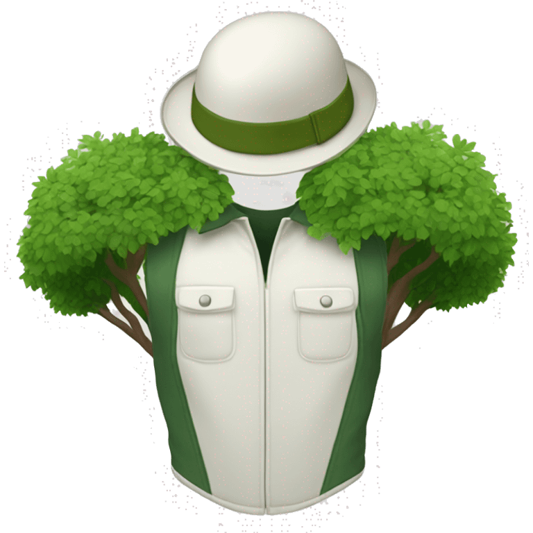 gardener pith helmet jacket white green trees  emoji