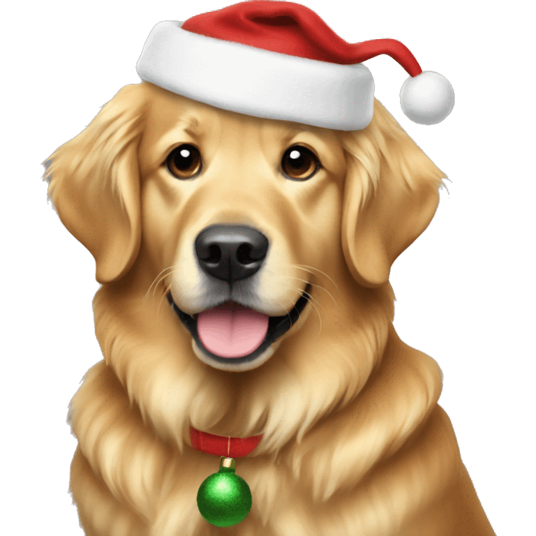 Golden retriever with a Christmas outfit  emoji