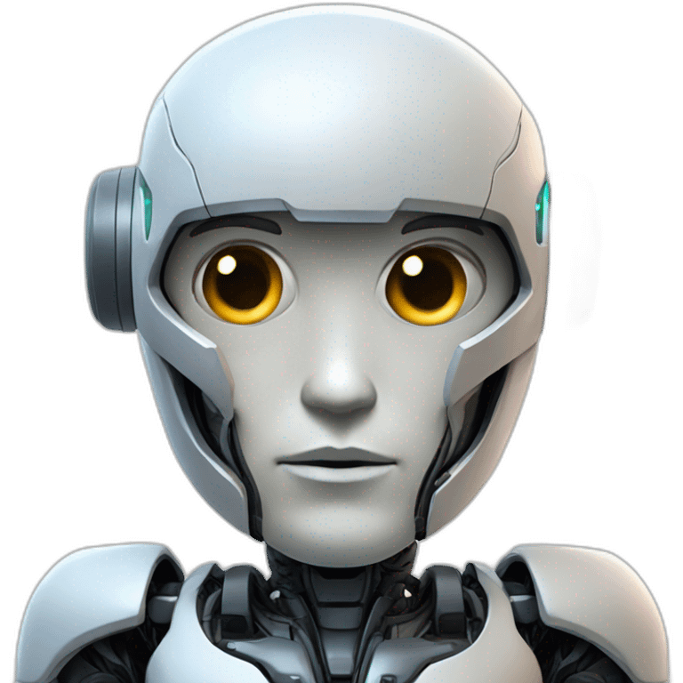 Futurstic Heros robot with human face with skin emoji