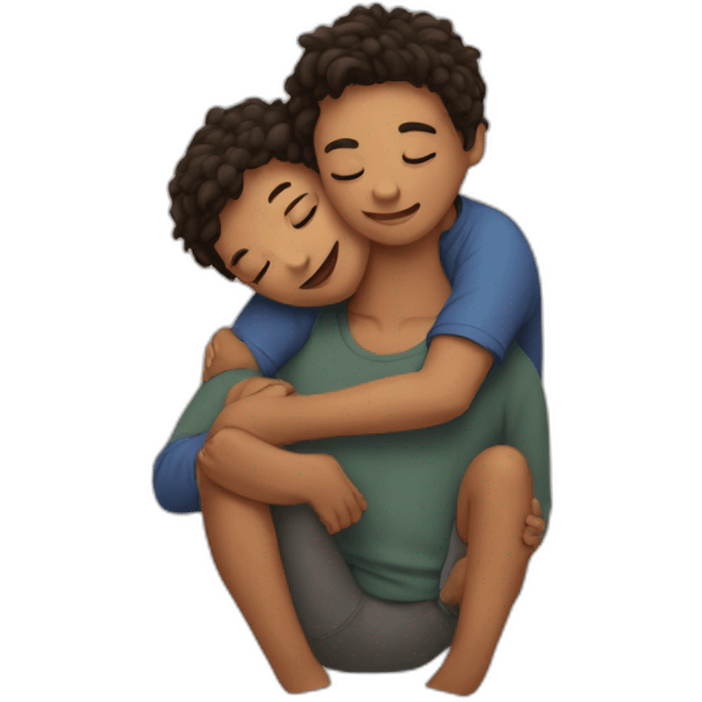 Teo people cuddling emoji