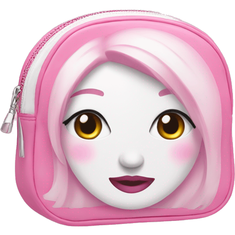 Pink and white makeup bag emoji