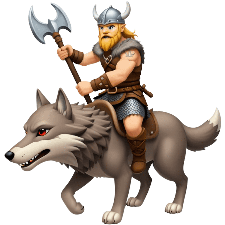 Viking Warrior Riding A Wolf  emoji