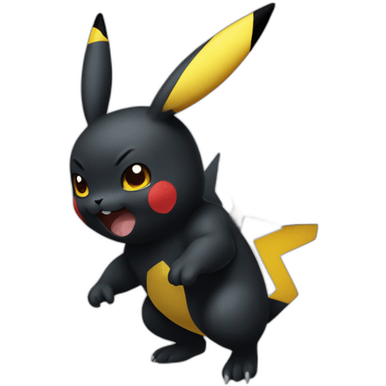 black pikachu using thunderbolt emoji