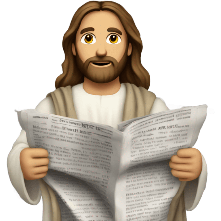 Jesus Christ doing crossword newspaper emoji