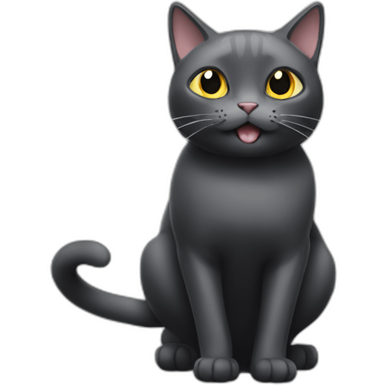 gray and black cat going tricks emoji