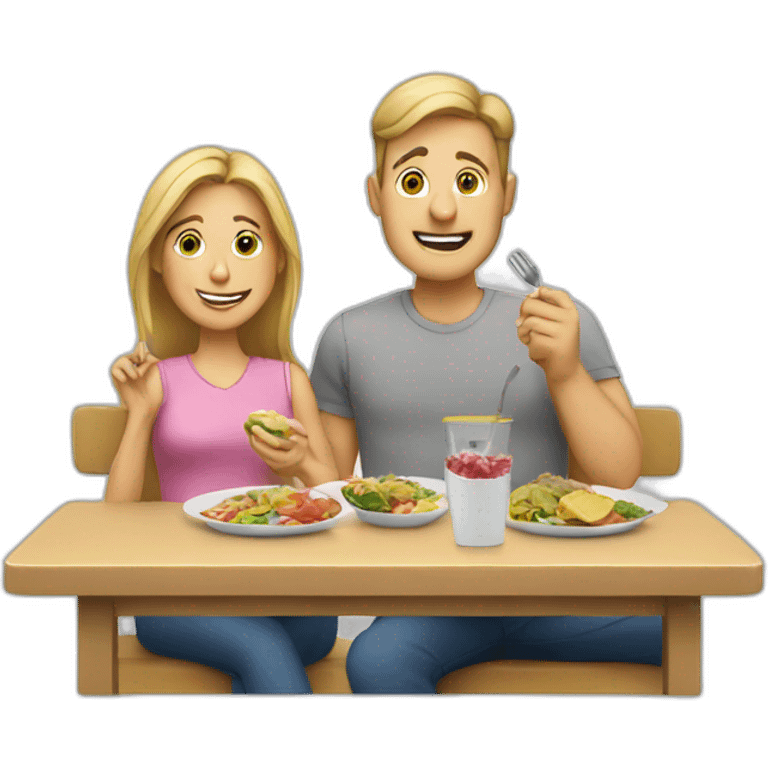 White Parents eating lunch emoji