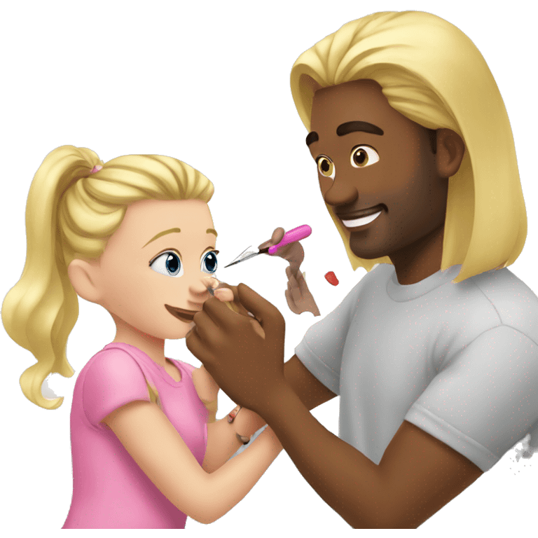 blonde babydaughter gives blonde dad a manicure emoji