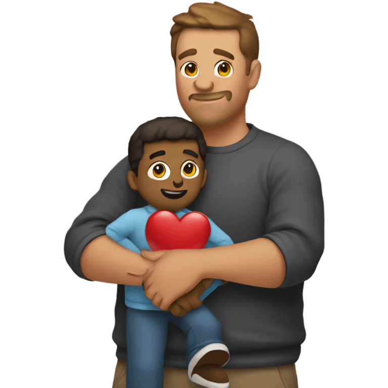 Father holds his  big heart in his arm emoji