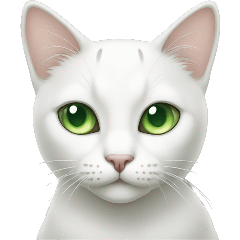 white cat with gray spots and green eyes emoji