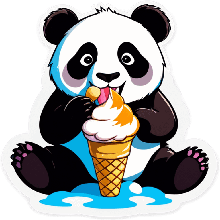 Panda eating ice cream emoji