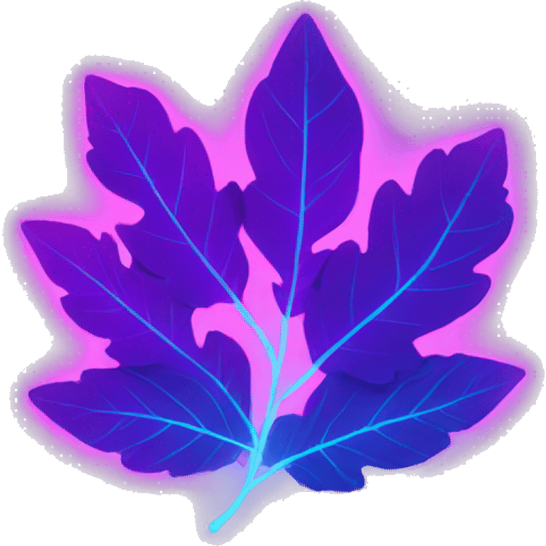 Leaves glowing neon emoji