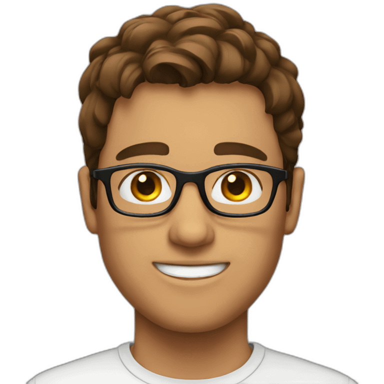 A brown hair guy with glasses emoji