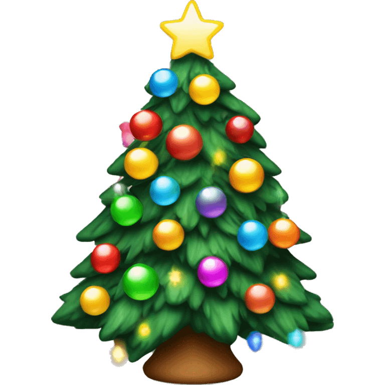 cute christmas tree with colorful lights emoji