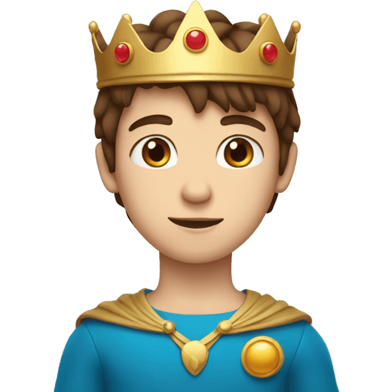 boy with straight Brown hair and blue eyes with crown on his head emoji