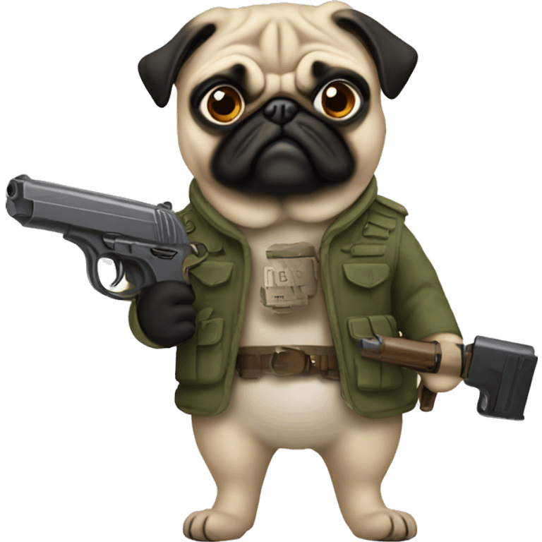 pug with gun emoji