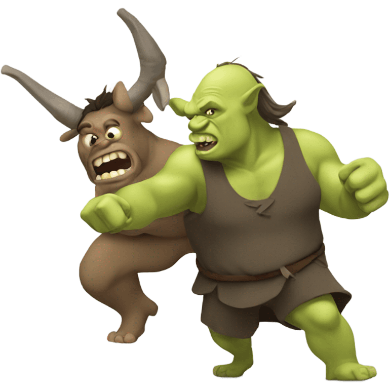 Ogre fighting a donkey emoji