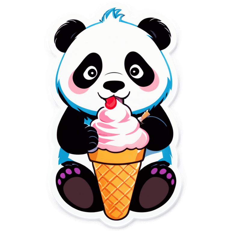 Panda eating ice cream emoji