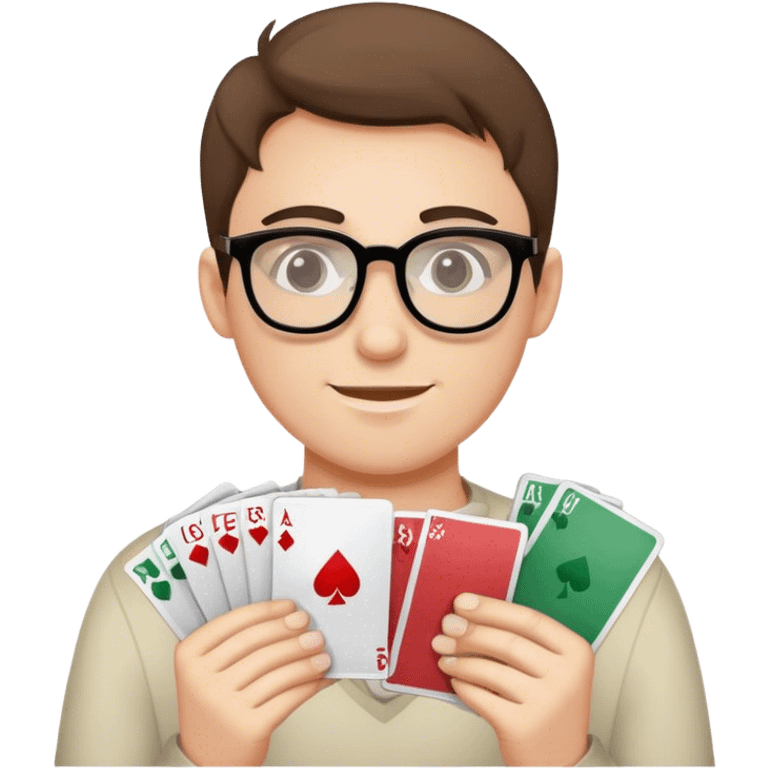 Guy with glasses collecting cards emoji