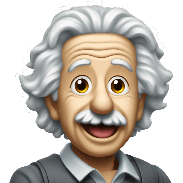 albert einstein with wawing hand and is happy emoji