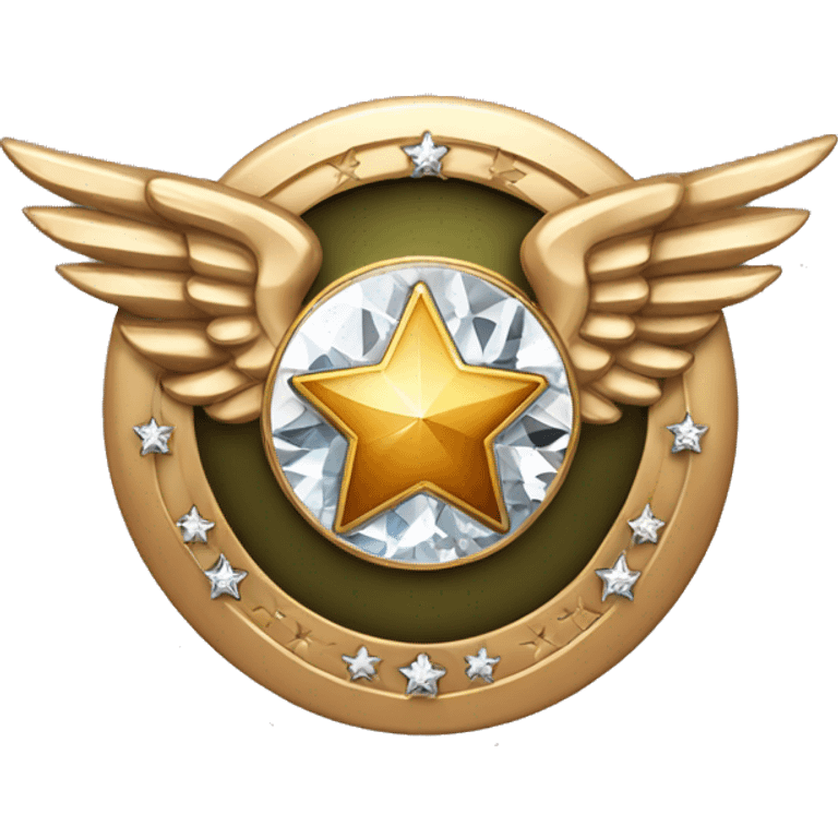 Diamond Bronze military badge with 3 stars in the center and wings behind emoji