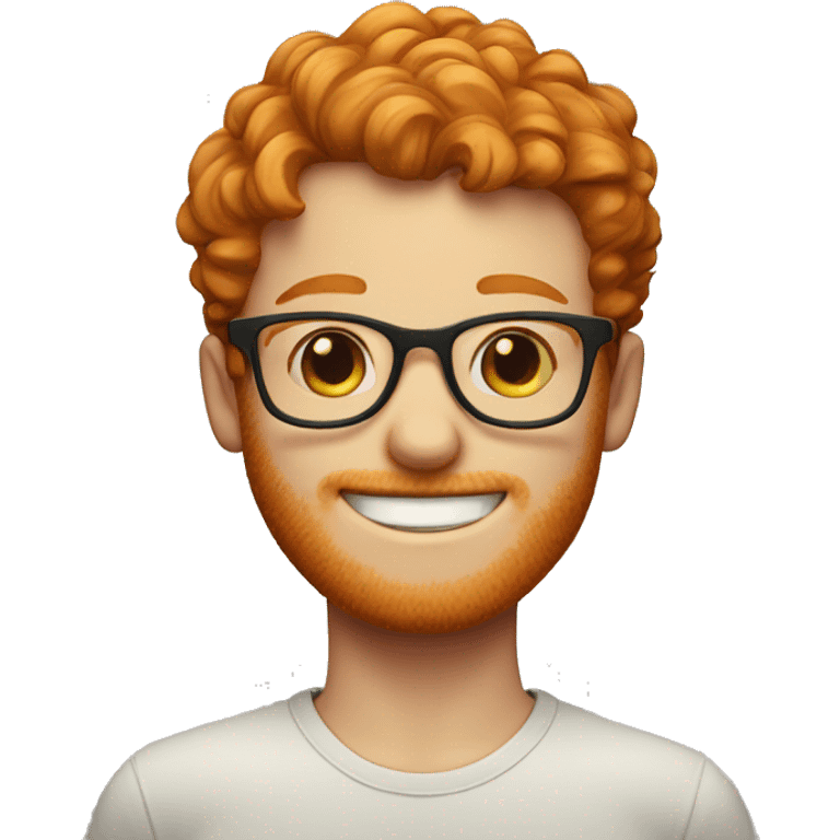 Ginger boy with freckles and glasses smiling emoji