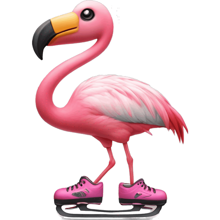 Flamingo wearing skates emoji