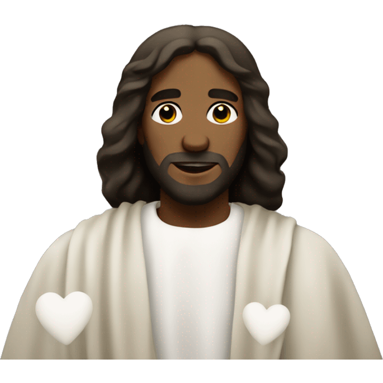 Black Jesus Christ with white hearts surrounding him emoji