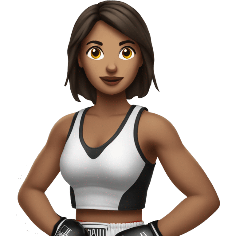 Beautiful brunette woman with boxing gloves  emoji