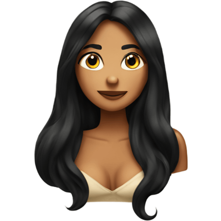 Tanned woman with black long hair blowing a kiss  emoji