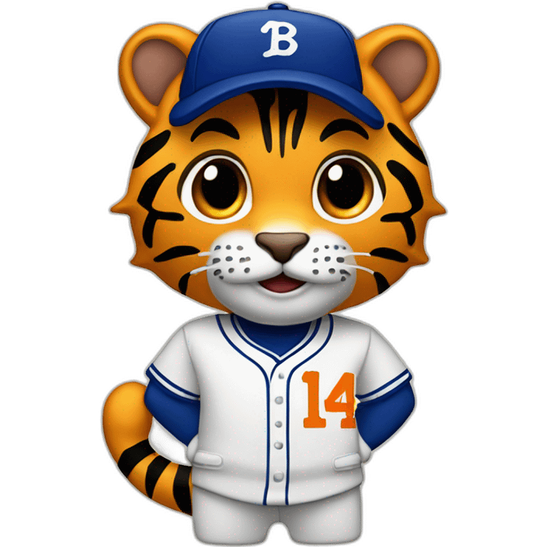 Tigre con camiseta de beisbol y la letra L emoji